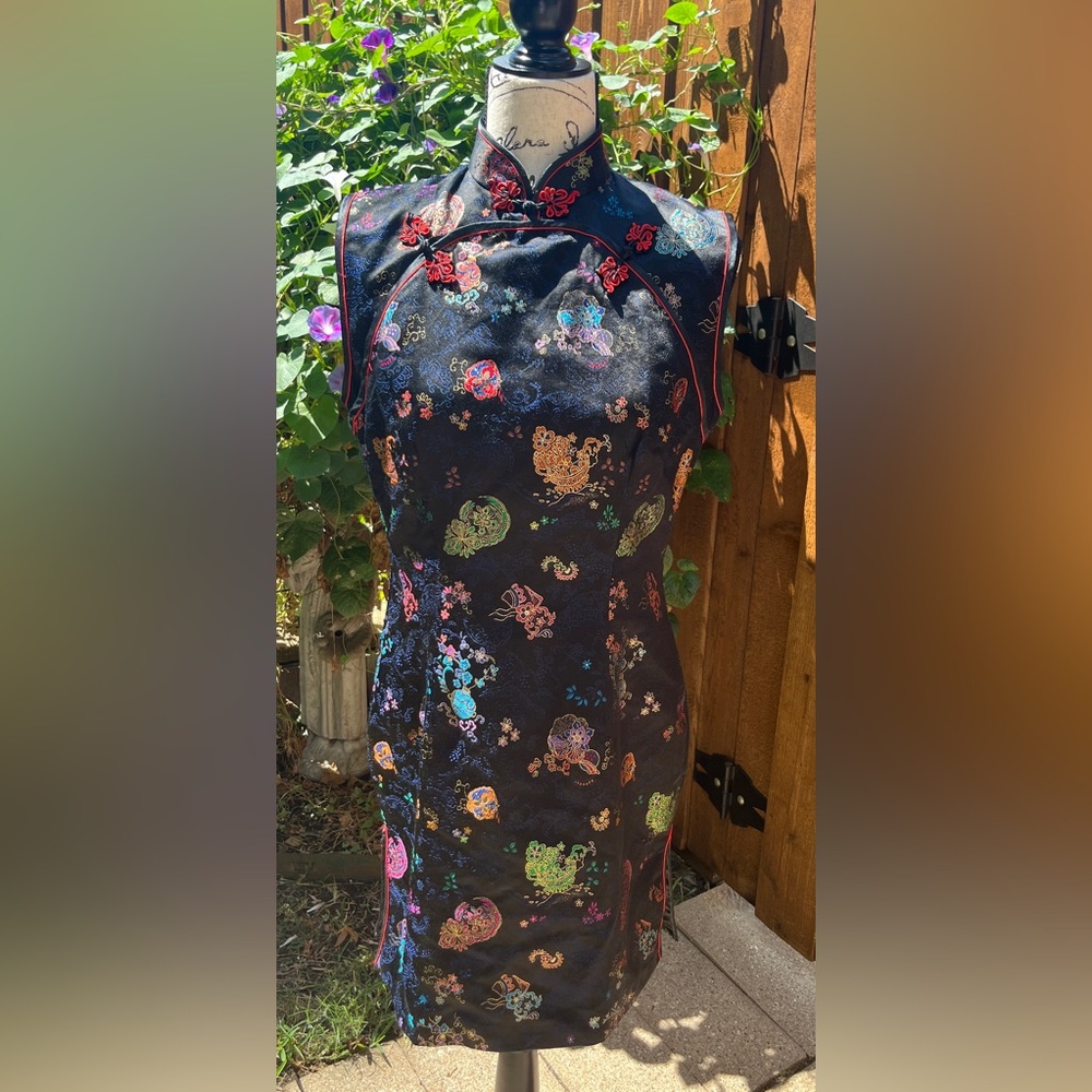 Vintage 90’s Solz Squirrel Cheongsam Qipao Dress Black Size 38 US Size S 4/6 EUC